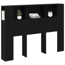 Berkfield Home Black Oak Headboard Cabinet - 140x19x104.5 cm - Made from Engineered Wood - thumbnail 1