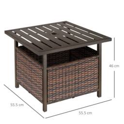 Wyld Haus Lalema Brown Square Rattan Outdoor Coffee Table Umbrella Hole and - thumbnail 4