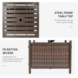 Wyld Haus Lalema Brown Square Rattan Outdoor Coffee Table Umbrella Hole and - thumbnail 7