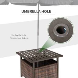 Wyld Haus Lalema Brown Square Rattan Outdoor Coffee Table Umbrella Hole and - thumbnail 8
