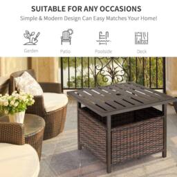Wyld Haus Lalema Brown Square Rattan Outdoor Coffee Table Umbrella Hole and - thumbnail 6