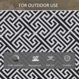 OUTSUNNY 182x274cm Reversible Outdoor Rug Portable Plastic Straw RV Camping Mat in Black - Size: 180 cm x 270 cm - thumbnail 5
