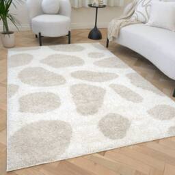 THE RUGS Moodi Pebble Design Shaggy Soft High Pile Living Room Rug & Runner in Light Beige - Size: 80 cm x 150 cm - thumbnail 7