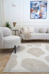 THE RUGS Moodi Pebble Design Shaggy Soft High Pile Living Room Rug & Runner in Light Beige - Size: 80 cm x 150 cm - thumbnail 2