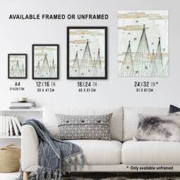 Artery8 Skyscape Birds Flying Vintage Japan Framed Wall Art Print Bijutsukai in Blue - Size: A4 - thumbnail 3