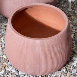 Dibor Medium Terracotta Symmetry Stripe Fibre Clay Indoor Outdoor Garden Planter Houseplant Flower Plant Pot H29 x Dia42cm in Pink - thumbnail 3