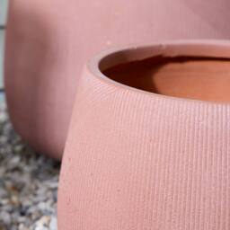 Dibor Medium Terracotta Symmetry Stripe Fibre Clay Indoor Outdoor Garden Planter Houseplant Flower Plant Pot H29 x Dia42cm in Pink - thumbnail 4