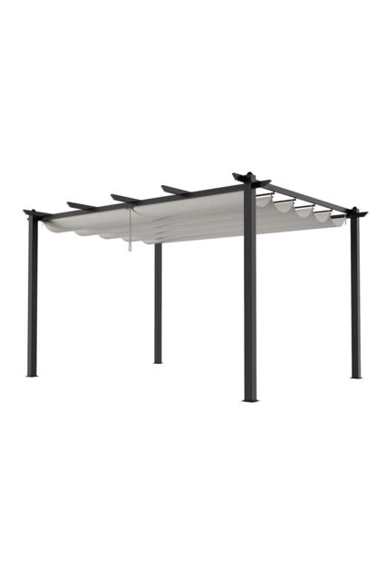 Living and Home 13x10ft Aluminium Pergola with Retractable Roof in Beige - image 1