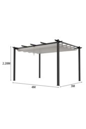 Living and Home 13x10ft Aluminium Pergola with Retractable Roof in Beige - thumbnail 2