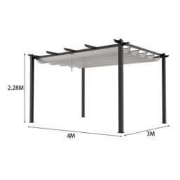 Living and Home 13x10ft Aluminium Pergola with Retractable Roof in Beige - thumbnail 9