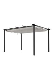 Living and Home 13x10ft Aluminium Pergola with Retractable Roof in Beige - thumbnail 1