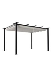 Living and Home 13x10ft Aluminium Pergola with Retractable Roof in Beige - thumbnail 4