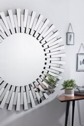 FurnitureboxUK Starburst Medium 80cm 3D Silver Round Sunburst Modern Hallway Bedroom Dining & Living Room Mirror - thumbnail 2