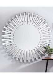 FurnitureboxUK Starburst Medium 80cm 3D Silver Round Sunburst Modern Hallway Bedroom Dining & Living Room Mirror