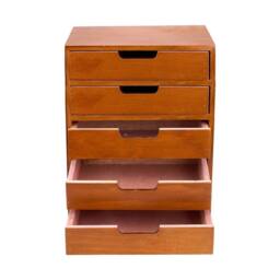 EONLION 5 Tier Cabinet Wooden Desktop Storage Box in Brown - Size: 500mm - thumbnail 5