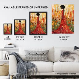 "Artery8 Wildflower Meadow Woman Flower Mosaic Collage Framed Art Print in Orange - Size: W12"" x H16""" - thumbnail 3