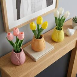 Garden Greatness Trio Artificial Tulip In Vase Set - Size: 1 Pack - thumbnail 2