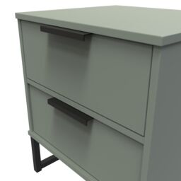 Ready Assembled 2 U Fuji 2 Drawer Bedside Cabinet (Ready Assembled) in Pale Green - thumbnail 4