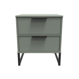 Ready Assembled 2 U Fuji 2 Drawer Bedside Cabinet (Ready Assembled) in Pale Green - thumbnail 1