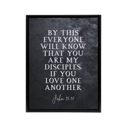 "Artery8 John 13 35 My Disciples Love One Bible Quote Framed Canvas Wall Art Print in Grey - Size: W18"" x H24""" - thumbnail 1