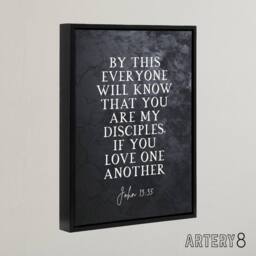 "Artery8 John 13 35 My Disciples Love One Bible Quote Framed Canvas Wall Art Print in Grey - Size: W18"" x H24""" - thumbnail 2