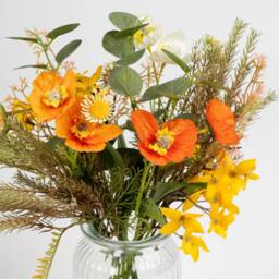 Scottish Everlastings Ltd 35cm Rustic Forsythia/ Poppy Arrangement in Orange - thumbnail 2