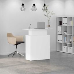 Berkfield Home Reception Desk White 100x40x104 cm Engineered Wood - Size: 100 x 40 x 104 cm - thumbnail 3