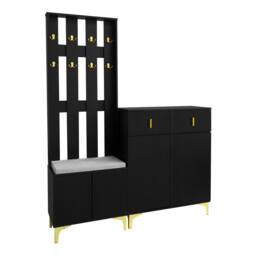 Merax Hallway Storage Set with Shoe Bench & Cabinet in Black - thumbnail 6
