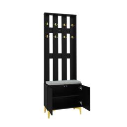 Merax Hallway Storage Set with Shoe Bench & Cabinet in Black - thumbnail 4