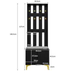 Merax Hallway Storage Set with Shoe Bench & Cabinet in Black - thumbnail 2