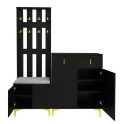 Merax Hallway Storage Set with Shoe Bench & Cabinet in Black - thumbnail 9