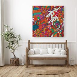 Warren Reed - Designer Mehndi Design Canvas in Red - Size: w40 inch x h40 inch - thumbnail 3