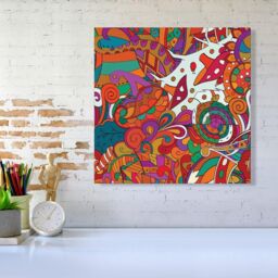 Warren Reed - Designer Mehndi Design Canvas in Red - Size: w40 inch x h40 inch - thumbnail 2