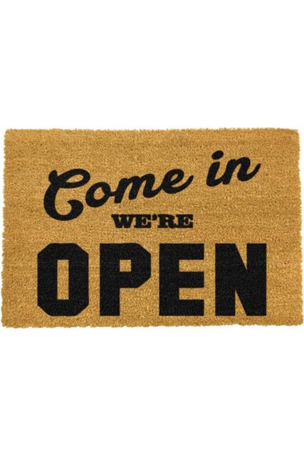 Artsy Mats We're Open Doormat - Regular 60x40cm in Black - Size: 40 cm x 60 cm - image 1