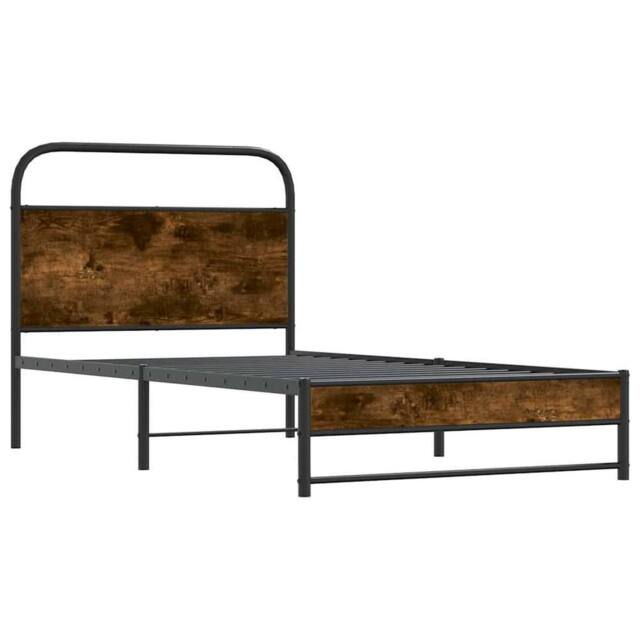 Berkfield Home Bed Frame Without Mattress 100x190 cm Smoked Oak Engineered Wood in Brown - image 1
