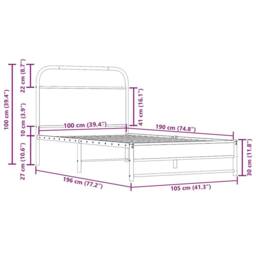 Berkfield Home Bed Frame Without Mattress 100x190 cm Smoked Oak Engineered Wood in Brown - thumbnail 9