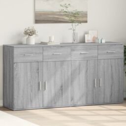Berkfield Home Sideboards 2 pcs Grey Sonoma 79x38x80 cm Engineered Wood - Size: 79 x 38 x 80 cm - thumbnail 2