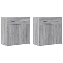 Berkfield Home Sideboards 2 pcs Grey Sonoma 79x38x80 cm Engineered Wood - Size: 79 x 38 x 80 cm - thumbnail 1
