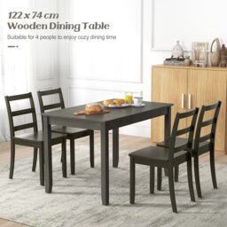 Gymax Wooden Dining Table for 4 People 122cm Rectangular Kitchen Table in Grey - thumbnail 9