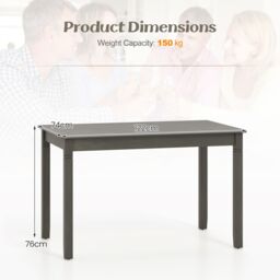 Gymax Wooden Dining Table for 4 People 122cm Rectangular Kitchen Table in Grey - thumbnail 2