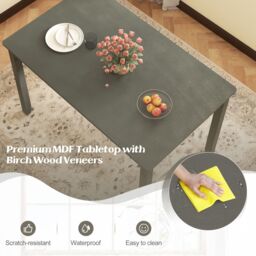 Gymax Wooden Dining Table for 4 People 122cm Rectangular Kitchen Table in Grey - thumbnail 3