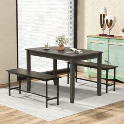 Gymax Wooden Dining Table for 4 People 122cm Rectangular Kitchen Table in Grey - thumbnail 7