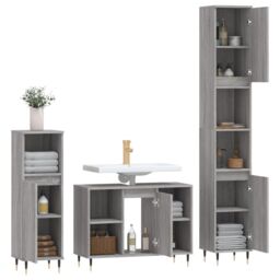 Berkfield Home 3 Piece Bathroom Furniture Set Grey Sonoma Engineered Wood - thumbnail 4