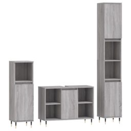 Berkfield Home 3 Piece Bathroom Furniture Set Grey Sonoma Engineered Wood - thumbnail 2