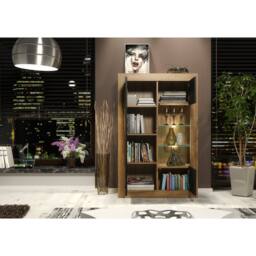 Mex Furniture LTD Display Cabinet Arcadia 140cm - Dark Oak with Black Matt Doors + LED in Brown - thumbnail 4