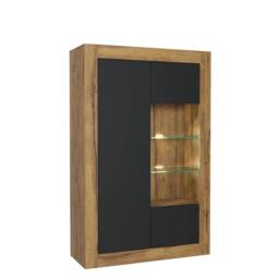 Mex Furniture LTD Display Cabinet Arcadia 140cm - Dark Oak with Black Matt Doors + LED in Brown - thumbnail 7
