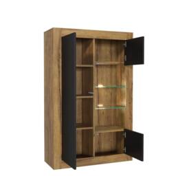 Mex Furniture LTD Display Cabinet Arcadia 140cm - Dark Oak with Black Matt Doors + LED in Brown - thumbnail 6