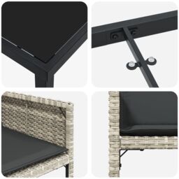 Berkfield Home 5 Piece Garden Dining Set with Cushions Light Grey Poly Rattan - thumbnail 8