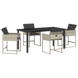 Berkfield Home 5 Piece Garden Dining Set with Cushions Light Grey Poly Rattan - thumbnail 2