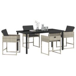 Berkfield Home 5 Piece Garden Dining Set with Cushions Light Grey Poly Rattan - thumbnail 3